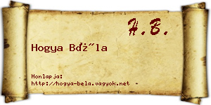 Hogya Béla névjegykártya
